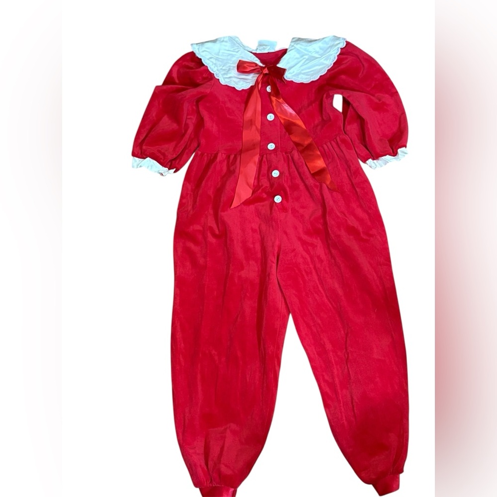 FANCY PANTS KIDS 6X ✨ VINTAGE holiday Red Kids jumper with White Collar EUC